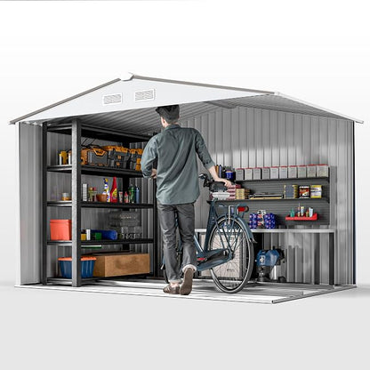 Outsunny 9' x 6' Outdoor Storage Shed, Garden Tool Metal Shed - Image 9