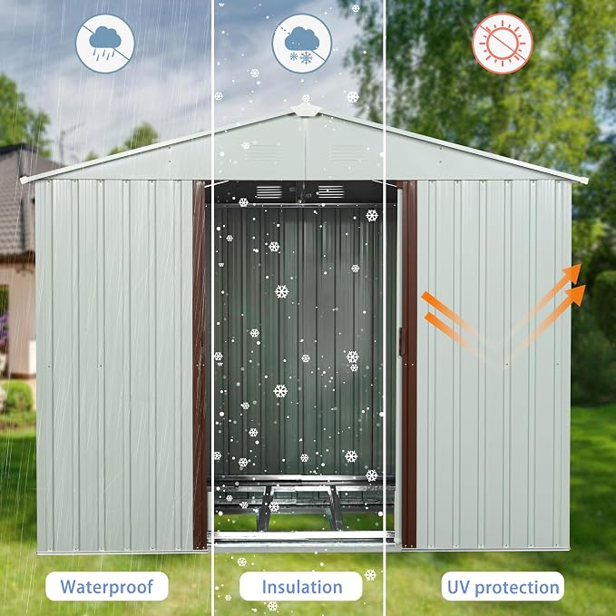 4x8 FT Outdoor Storage Shed, Metal Garden Shed - Image 8