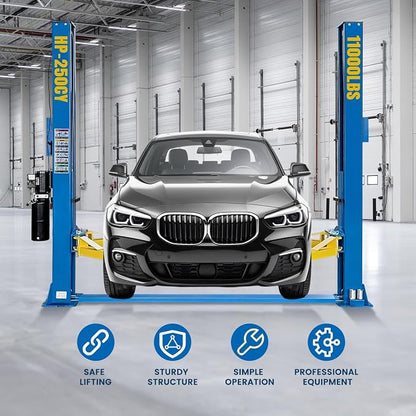 110V Two Post Car Lift 11, 000 LBS, Single-Sided Unlocking Heavy Duty Floor - Image 3