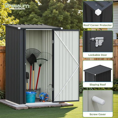 Greesum 3×3FT Outdoor Storage Shed, Metal Sheds - Image 6