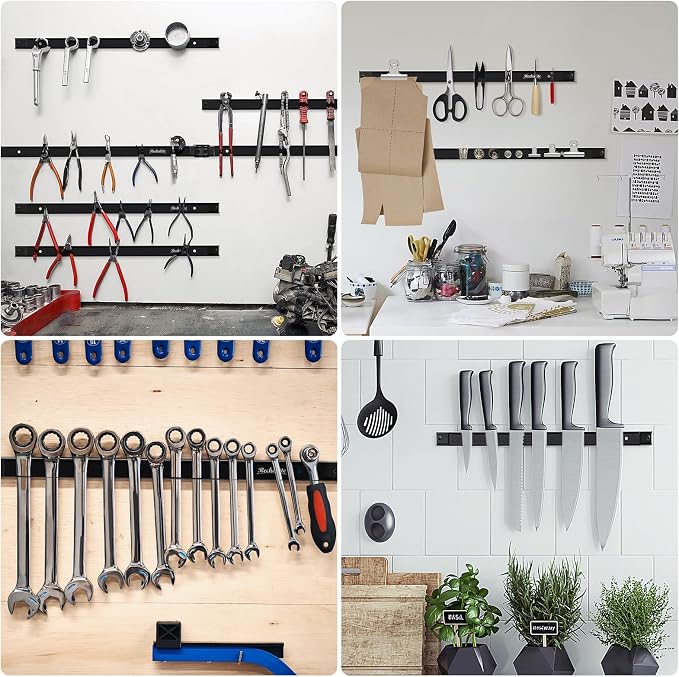 4 Pieces 12" Magnetic Tool Holder Strip, Metal Tool Organizer Rack - Image 6