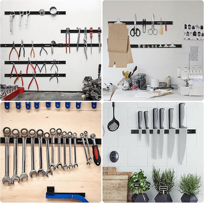 6 Pieces 12" Magnetic Tool Holder Strip, Metal Tool Organizer Rack - Image 6