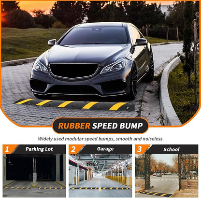 84'' Rubber Speed Bump, 1 Pack 2 Channel Modular Heavy Duty Speed Bumps Humps - Image 2