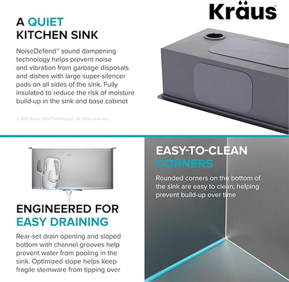 KRAUS Kore 17-Inch Undermount Workstation 16 Gauge Single Bowl Stainless Steel - Image 12