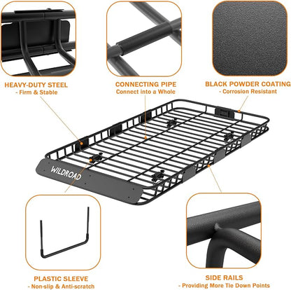 WILDROAD Car Roof Cargo Carrier Combo of Upgraded 84"x 39"x 4" Roof Rack Cargo - Image 3