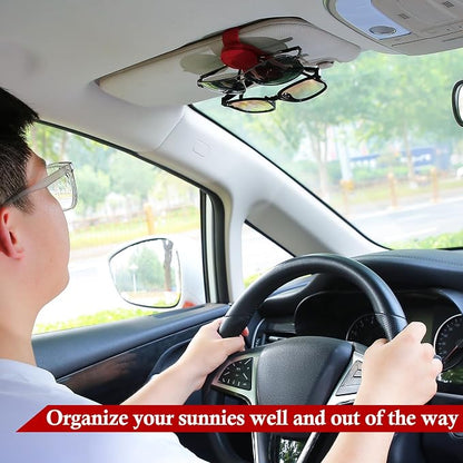 KIWEN Sunglasses Holder for Car Visor, Magnetic Leather Sunglass Eyeglass - Image 5