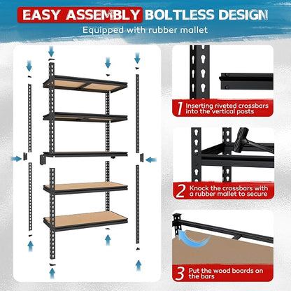 MUPATER 36" W x 18" D x 72" H Metal Storage Shelves, Heavy Duty Utility Shelf - Image 6