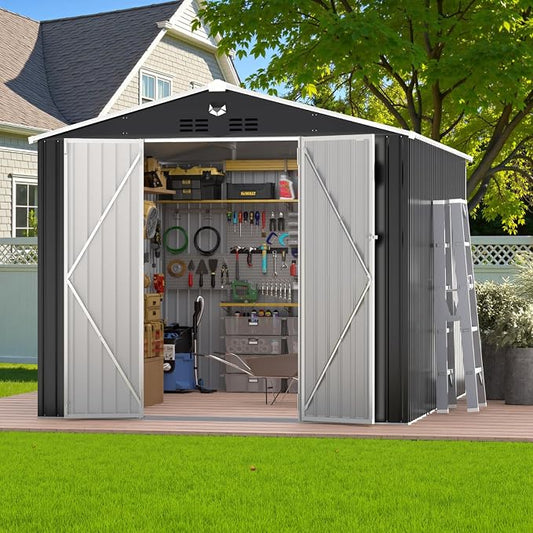 10x12 FT Outdoor Storage Shed, Metal Garden Shed by BENASS