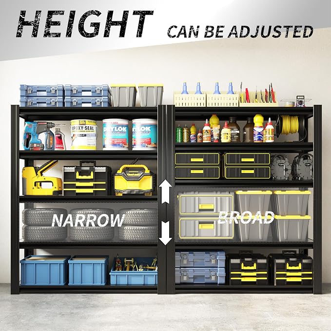 72" H Shelving Unit 5 Tiers Heavy Duty Garage Shelving 3000LBS Storage Racks - Image 4