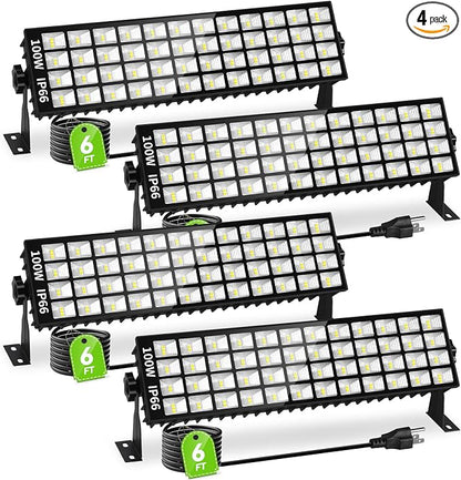 4 Pack LED Shop Lights, 100W 11000LM Plug in Garage Light by Linstaine
