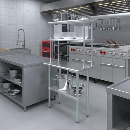 Amgood Stainless Steel Work Table Double Tier Overshelf | Metal Kitchen Prep - Image 5
