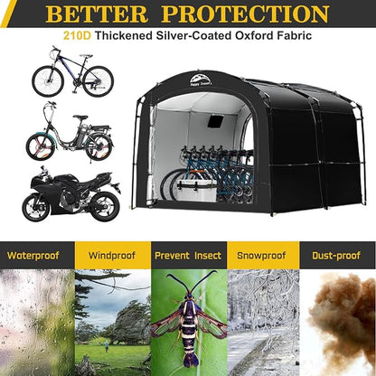 Happy Travel Bike Storage Tent, Outdoor 8×7×6.3ft Large 2-in-1 Portable Shed - Image 4