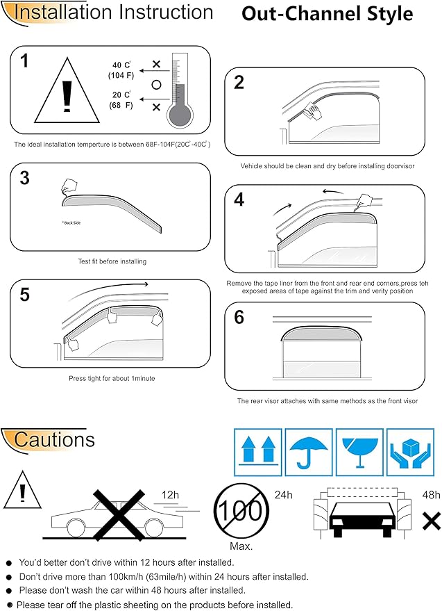 MA38 Side Window Visor Wind Vent Deflector fit - Image 6
