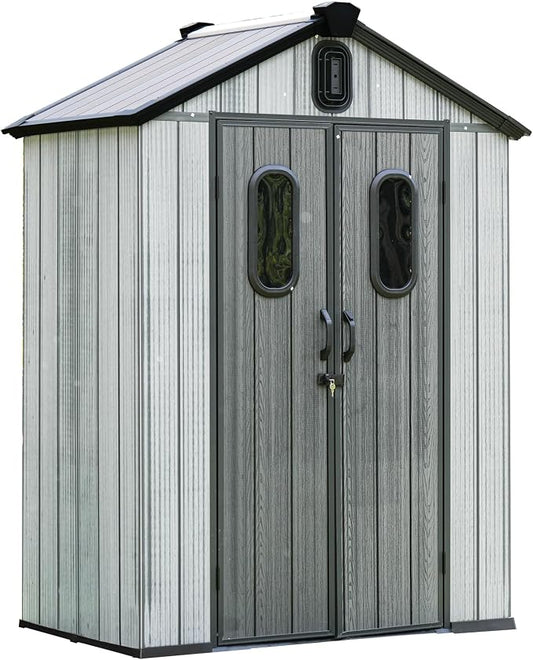 Domi 5x3 FT Outdoor Resin Storage Shed, All-Weather Double-Wall Storage Building by domioutdoorliving