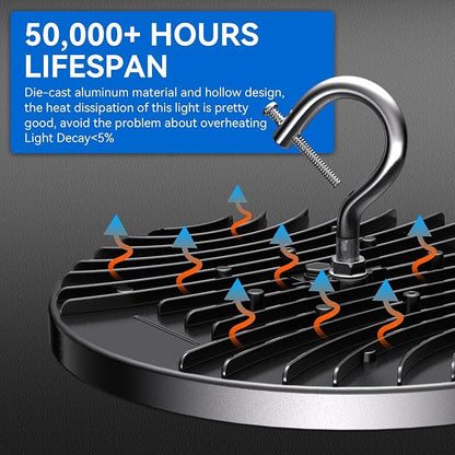 4 Pack UFO Led High Bay Light 250W, 5000K Daylight ETL Listed High Bay Led - Image 4