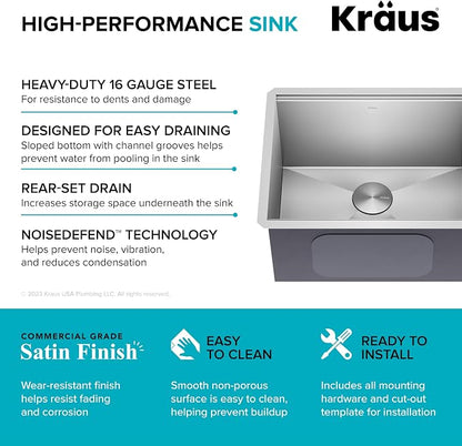 KRAUS Kore 23-Inch Undermount Workstation Single Bowl 16 Gauge Deep Laundry - Image 6
