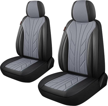 CAROMOP Luxury Faux Leather&Fabric Car Seat Covers 2 Front Seats by CAROMOP