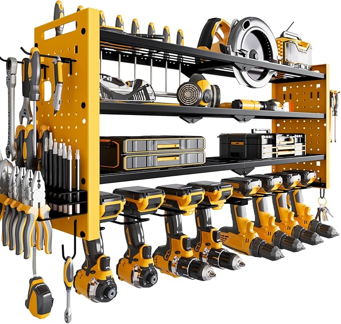 Power Tool Organizer Wall Mount, Cordless Drill Organizer, 4 Layers Large by NattyDot
