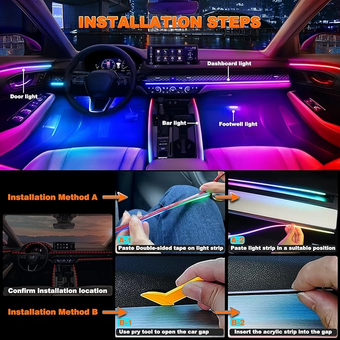 Interior Car LED Strip Lights, Acrylic LED Lights - Image 6