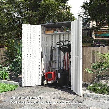 KINYING Outdoor Storage Shed Waterproof, Resin Vertical Storage Cabinet - Image 2