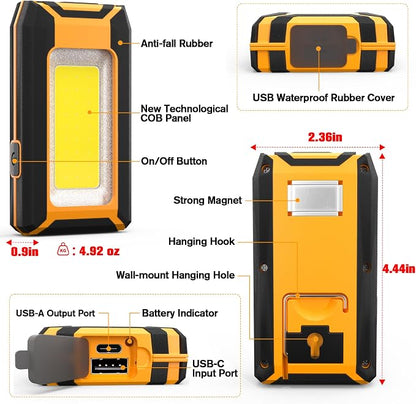 2 Pack 40W 1600LM LED Work Light, Rechargeable Portable Magnetic Flood Lights - Image 8