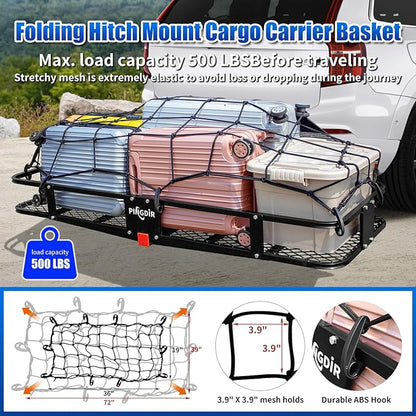 Folding Hitch Mount Cargo Carrier Hitch Rack Basket 60"*21.5"*6" Hauling Weight - Image 5