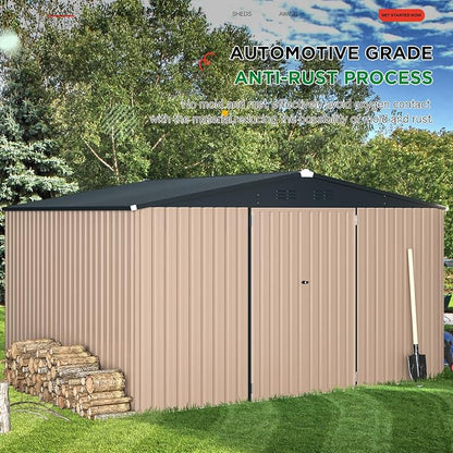 AECOJOY 12' x 10' Outdoor Storage Shed, Large 10x12 Metal Sheds & Outdoor - Image 6