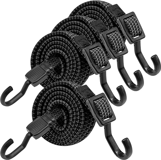 Bungee Cords with Hooks Heavy Duty, Flat Adjustable Bungee Cords with Hooks 32 by Rugtol