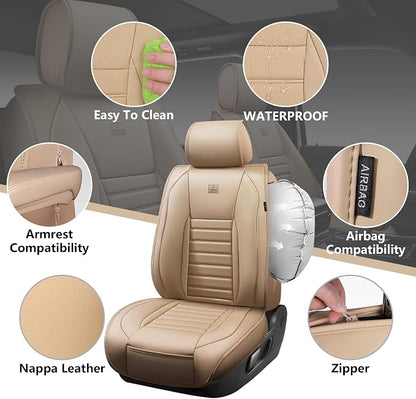 CAR PASS Nappa Leather Car Seat Covers Full Set, Luxury Seat Protector - Image 4