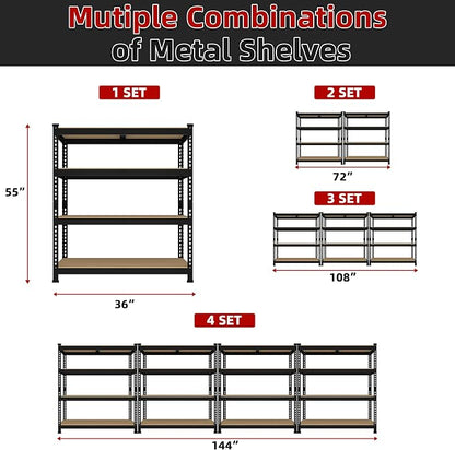 36" W x 16" D x 55" H Adjustable Garage Storage Shelves - Image 8