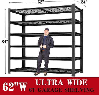 6T 62" W x 24" D x 84" H Garage Shelving Heavy Duty Metal Shelving 4200LBS - Image 3