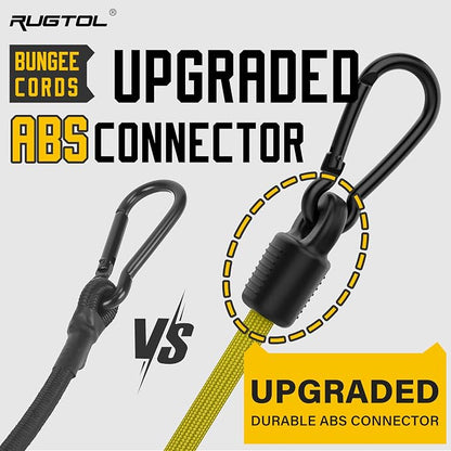 Bungee Cords with Hooks, 48 Inch Adjustable Yellow Bungee Cords with Carabiner - Image 4