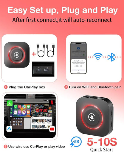 Wireless CarPlay Adapter, 2025 Upgraded Magic Box 2.0 Supports YouTube Hulu - Image 6