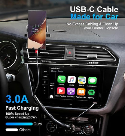 Coiled USB A to USB C Cable for Car 6FT 2Pack USB C Charger Cable Fast Charging - Image 2
