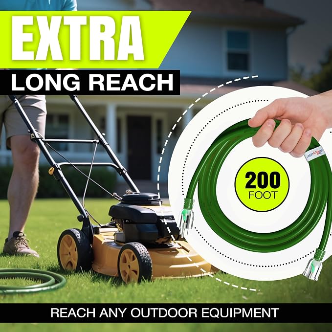 200ft Outdoor/Indoor Extension Cord 16/3 Gauge Heavy Duty 3 Prong SJTW - Image 6