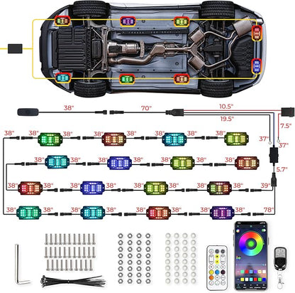 16 Pods 336 LEDs 5 Sides RGB Rock Lights, App/Remote Control Rock Lights - Image 7