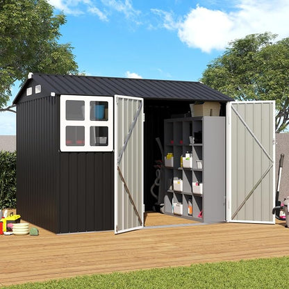 Verano Garden 8x6FT Outdoor Storage Shed, Galvanized Steel Metal Garden Shed by VeranoGarden