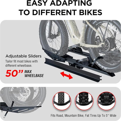 250LBS. Capacity Foldable 3-Ebike Rack - Image 5