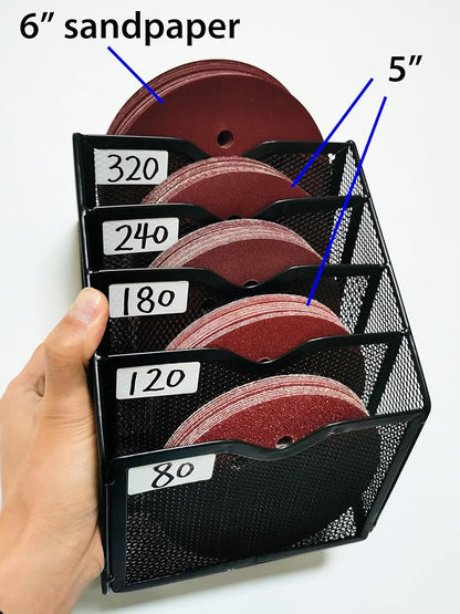 5-Tier Wall Mount All Metal Sandpaper Organizer, Hanging Sandpaper Storage Rack - Image 4