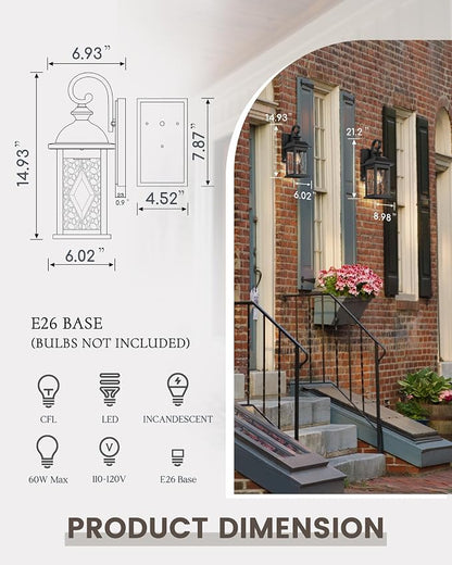 FEMILA 15" Exterior Wall Sconce, Anti-Rust Matte Black Finish - Image 3