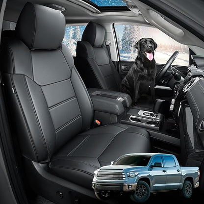 Super Cover for Toyota Tundra Seat Covers 2014-2021, Full Covered Black Seat by DrCarNow