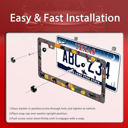 Halloween Pumpkin Cat License Plate Frame Bat Spider License Plate Holder Funny - Image 3