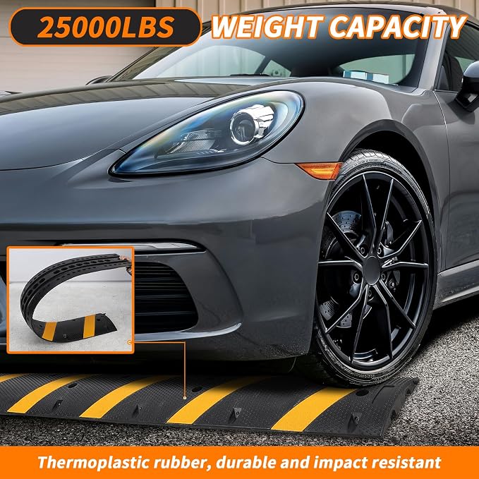 3.3 Ft Rubber Speed Bump, 2 Pack 2 Channel Modular Heavy Duty Speed Bumps Humps - Image 4