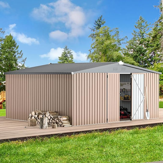 AECOJOY 14' x 12' Shed Outdoor Metal Storage, Large Storage Sheds & Outdoor by AECOJOY