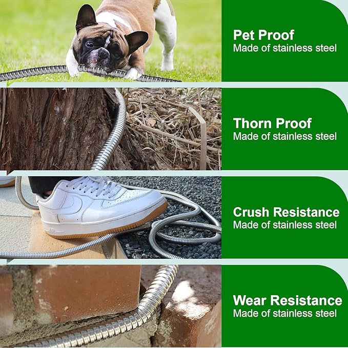 Metal Short Garden Hose 10 Ft 12 Ft, Flexible Stainless Steel Garden Hose 10 - Image 5