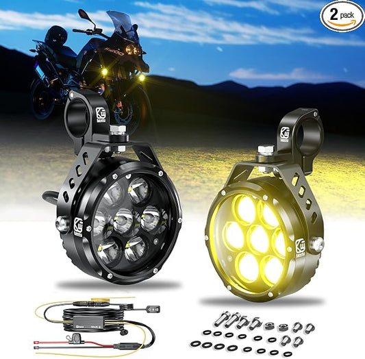 Kewig 4.5 Inch Motorcycle Auxiliary LED Fog Light 90W Amber White Driving by KEWIG
