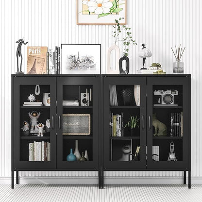Metal Storage Cabinet with Mesh Doors and Shelves, 3-Tier Office Cabinet - Image 6
