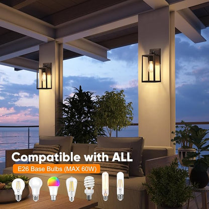 PARTPHONER Dusk to Dawn Porch Light Fixtures, Sensor Wall Lantern, Waterproof - Image 4
