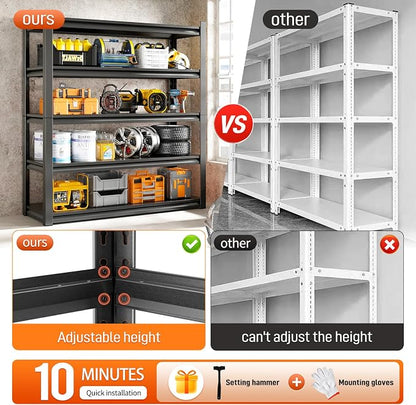 48" W Garage Shelving Unit, Garage Storage Shelves 3000LBS Heavy Duty Shelves - Image 6
