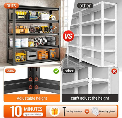 59" W Garage Shelving Unit, Garage Storage Shelves 3000LBS Heavy Duty Shelving - Image 6